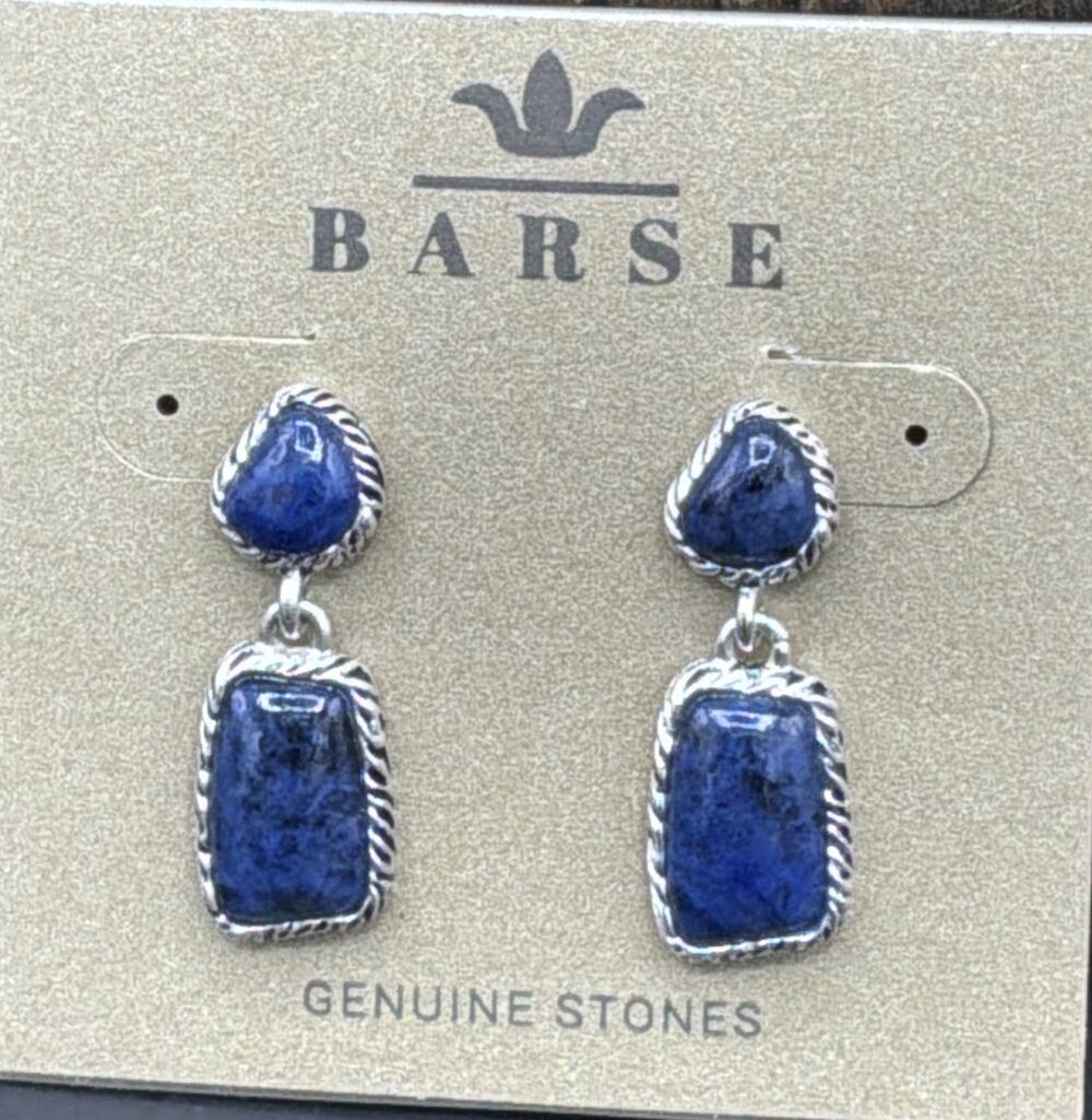 Barse Wrapsody Duo Earrings- Dumortierite -Silver- NWT